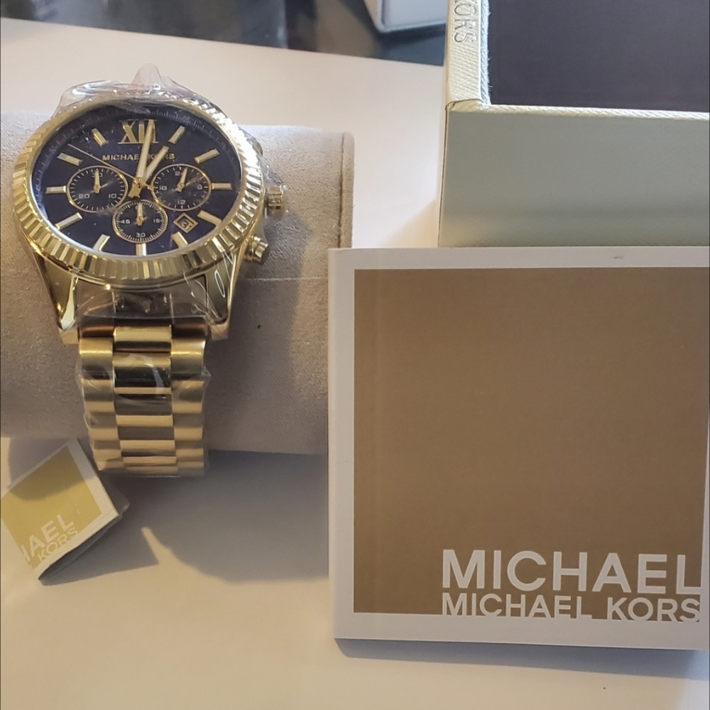 Michael Kors Gold and Blue Watch